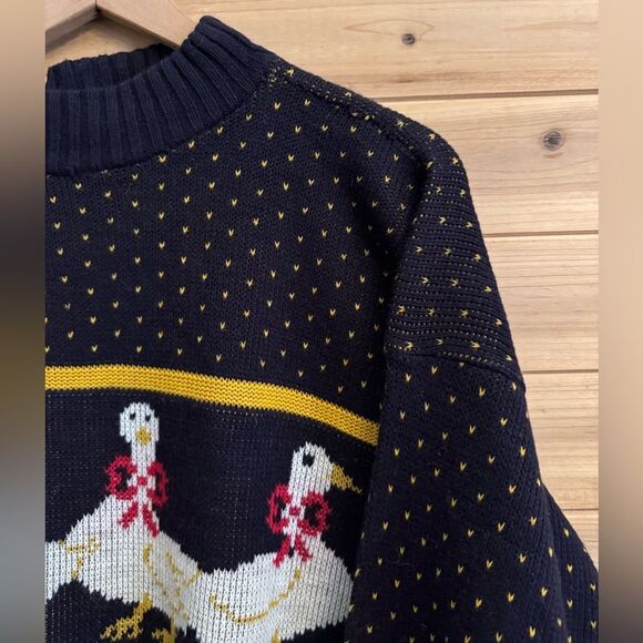Vintage White Duck Themed Crewneck Sweater Size Medium Novelty Print Bow - Picture 2 of 13